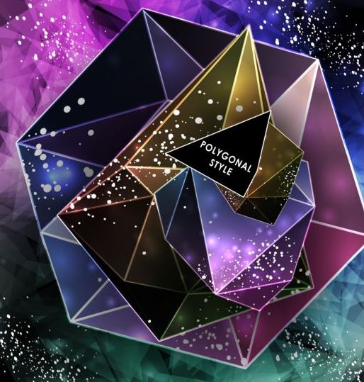 Diamond polygon with abstract background vector 04