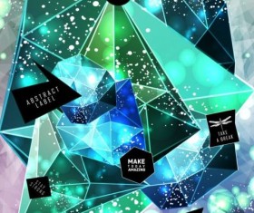 Diamond polygon with abstract background vector 05