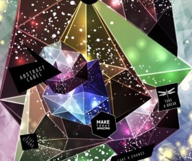 Diamond polygon with abstract background vector 06