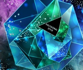 Diamond polygon with abstract background vector 07