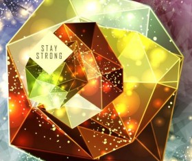 Diamond polygon with abstract background vector 08