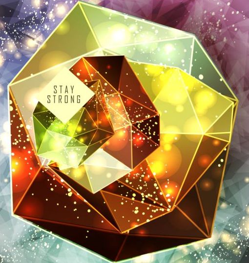 Diamond polygon with abstract background vector 08