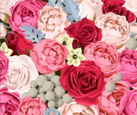 Different color rose pattern vector