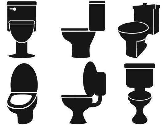 Different toilet silhouettes vector