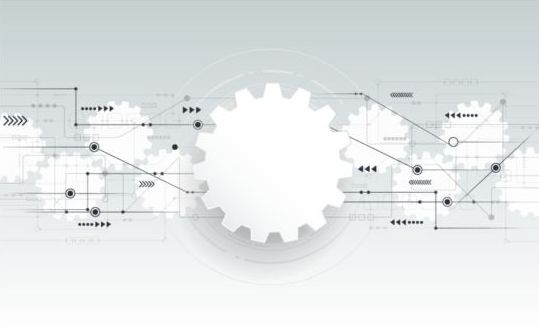 Digital telecom technology with gearwheel background vector 03