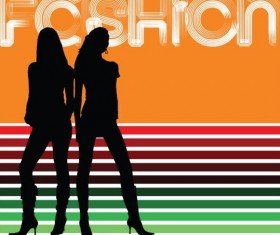 Fashion background with woman silhouetter vector 01