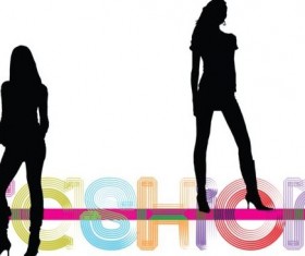 Fashion background with woman silhouetter vector 02