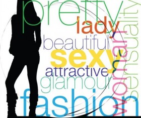 Fashion background with woman silhouetter vector 03