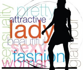 Fashion background with woman silhouetter vector 04
