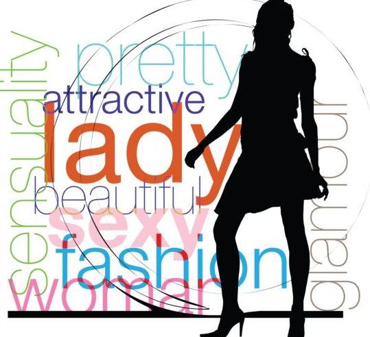 Fashion background with woman silhouetter vector 04