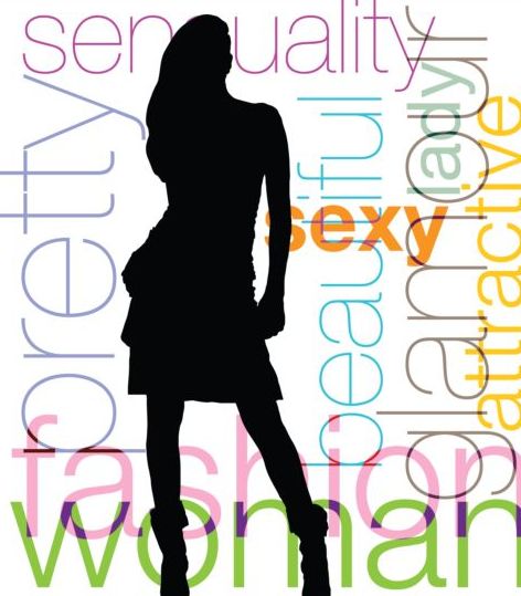 Fashion background with woman silhouetter vector 05