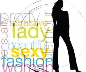 Fashion background with woman silhouetter vector 06