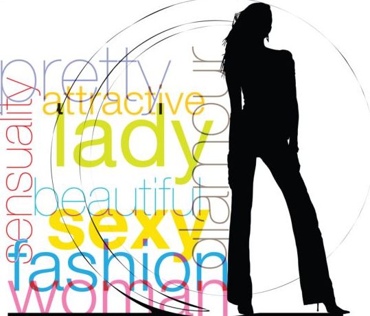 Fashion background with woman silhouetter vector 06
