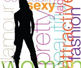 Fashion background with woman silhouetter vector 08