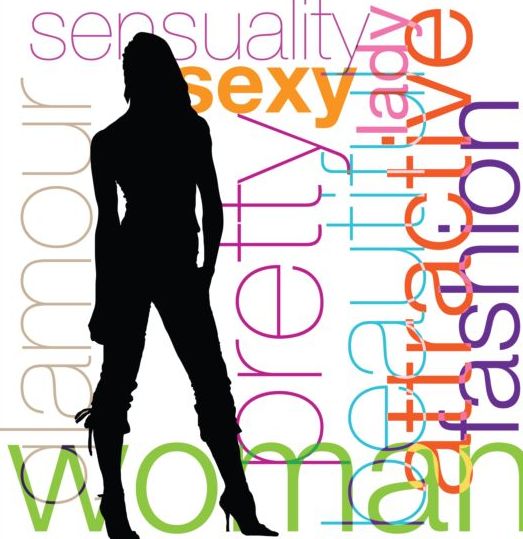 Fashion background with woman silhouetter vector 08