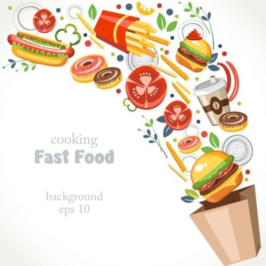 Fast food background vector free download