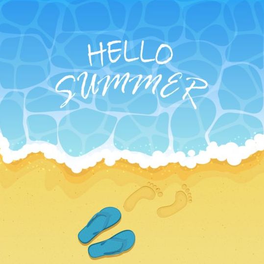 Flip flops and footprints with beach vector