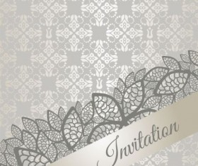 Floral damask vintage invitation background vector 01