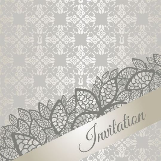 Floral damask vintage invitation background vector 01