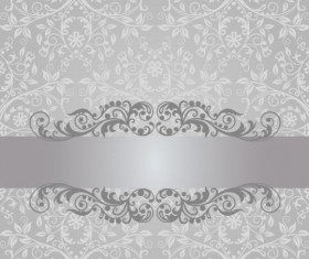 Floral damask vintage invitation background vector 02