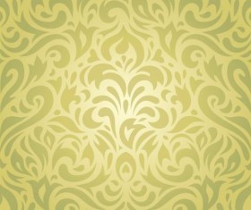 Floral green vintage retro wallpaper vector background