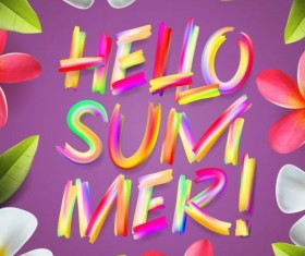 Flower frame with summer background vector 01