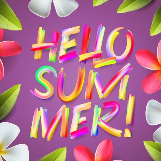 Flower frame with summer background vector 01