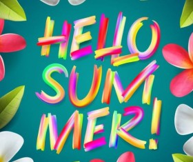 Flower frame with summer background vector 02