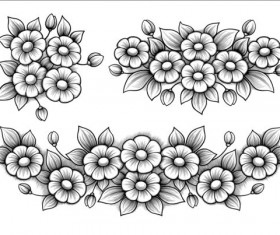 Flowers engraving vectors material
