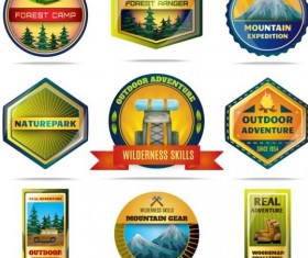 Forest camp labels vector set