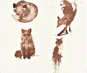 Fox with watercolor Photosop Brushes