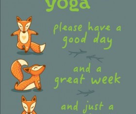 Foxes with yoga card vector 04