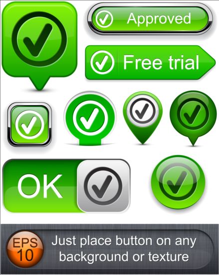 Fresh green button web vector 01