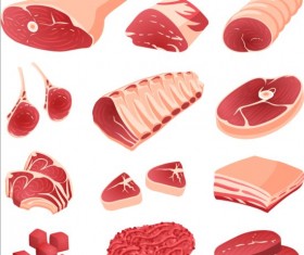 Fresh meat and ham vectors 02