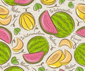 Fruits hand drawn vector seamless pattern 04