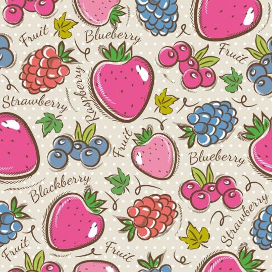 Fruits hand drawn vector seamless pattern 10