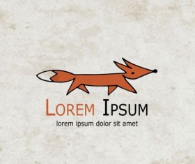 Funny Fox with grunge background vector 01