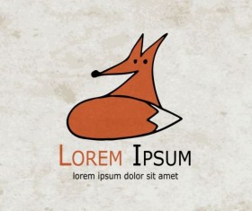 Funny Fox with grunge background vector 02