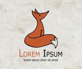 Funny Fox with grunge background vector 03