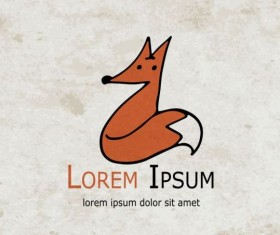 Funny Fox with grunge background vector 04