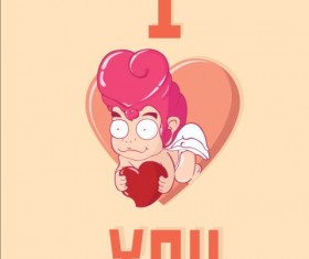 Funny cupid cartoon vector material 03