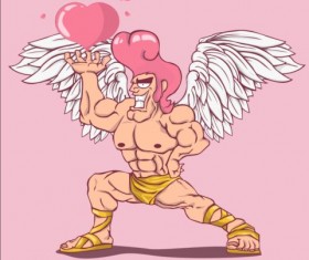Funny cupid man cartoon vector 01