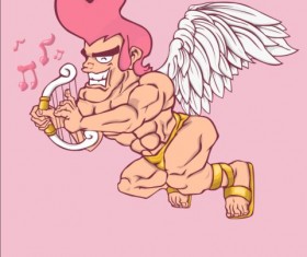 Funny cupid man cartoon vector 02