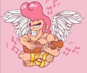 Funny cupid man cartoon vector 03