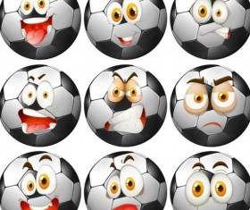 Funny football expression icons vector
