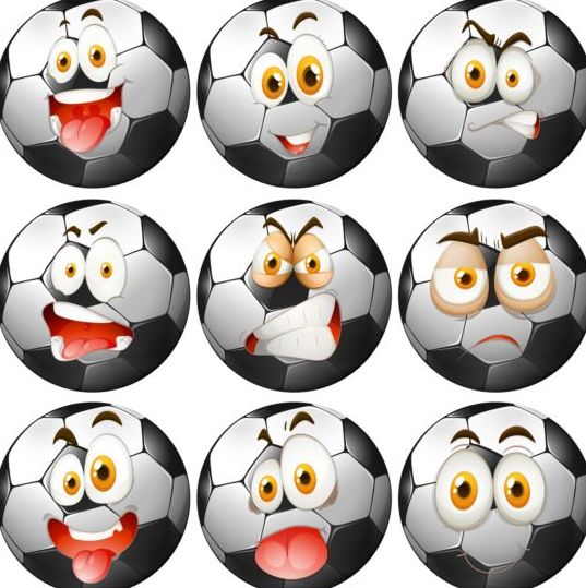 Funny football expression icons vector