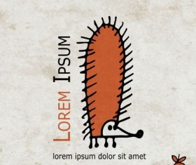 Funny hedgehog with grunge background vector 01