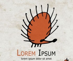 Funny hedgehog with grunge background vector 02