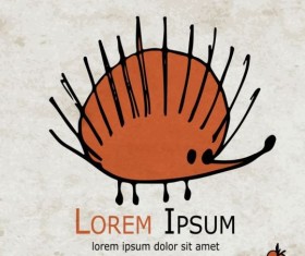 Funny hedgehog with grunge background vector 03