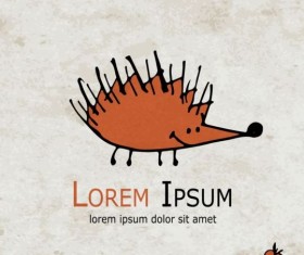 Funny hedgehog with grunge background vector 04